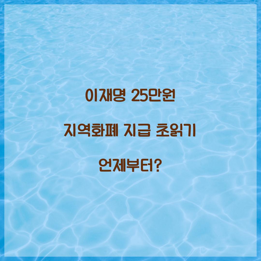 이재명 25만원 지역화폐 지급