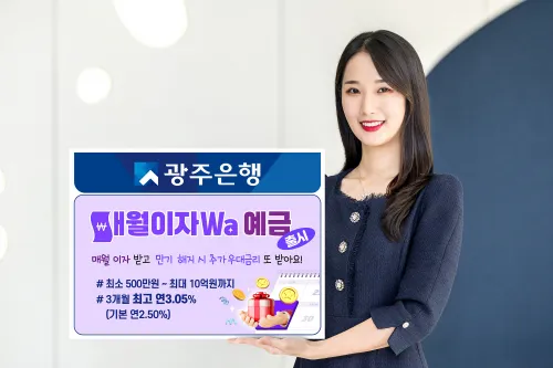 광주은행 '매월이자Wa 예금' 신규 상품 출시 고정 만기 축하 금리 개인 법인 가입 방법