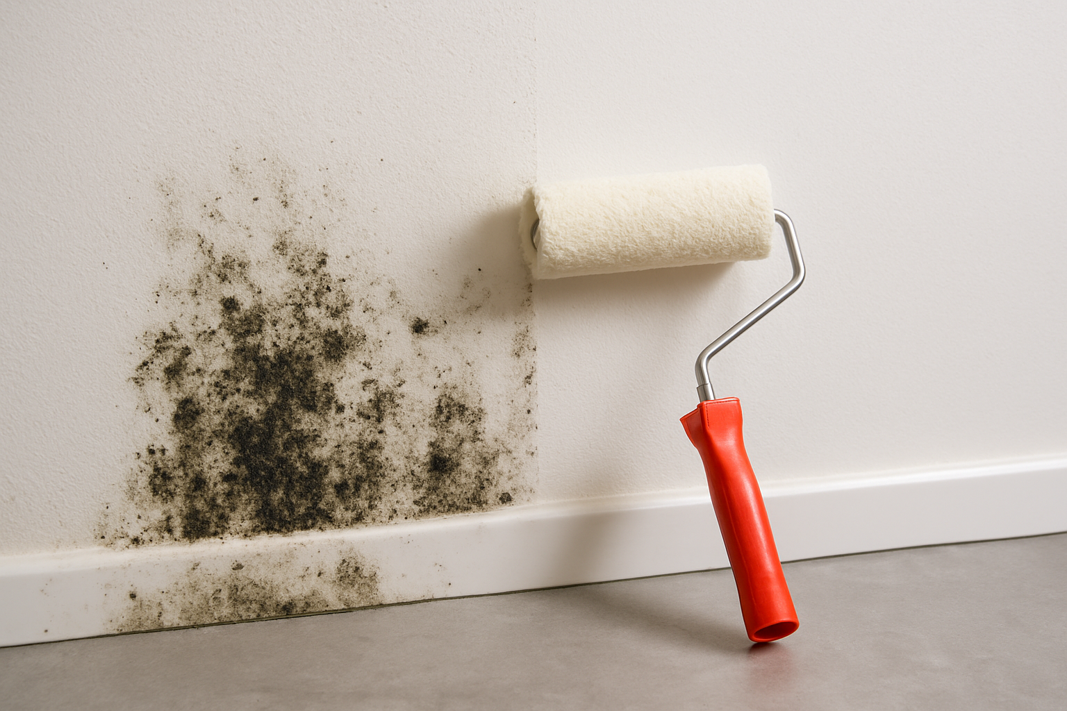 곰팡이 위에 바로 페인트 바르는 사진