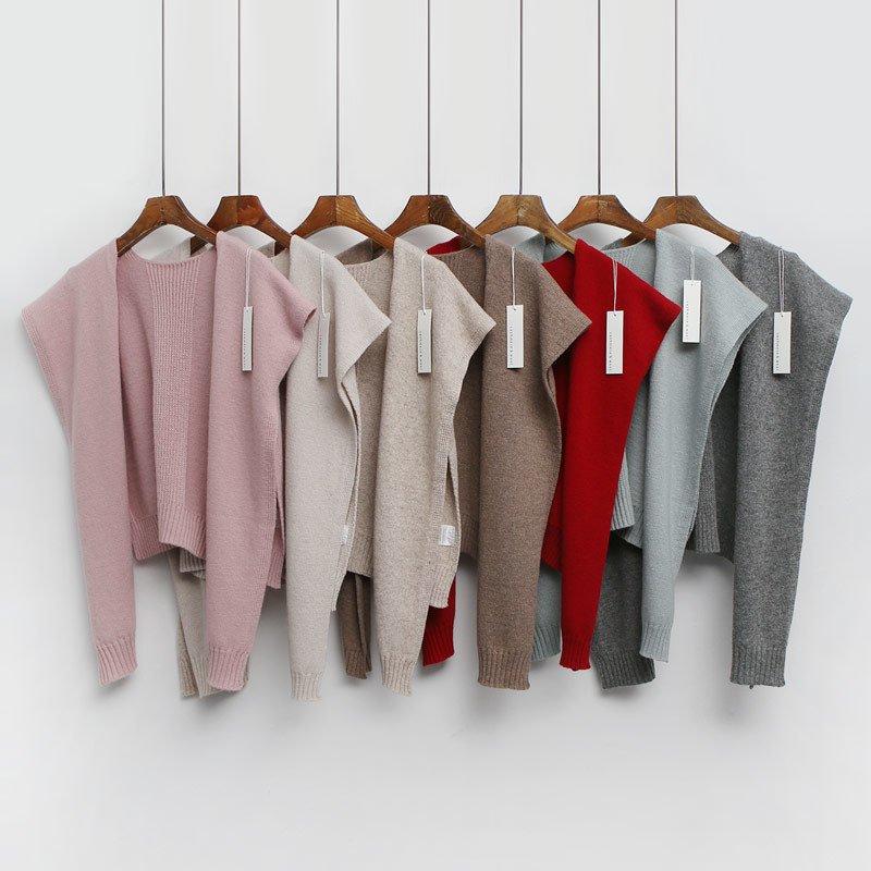 캐시미어 울 어깨 숄 레이어드 니트 가디건 8컬러