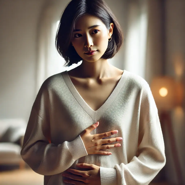 마운자로 부작용을 고민하는 동양인 인물