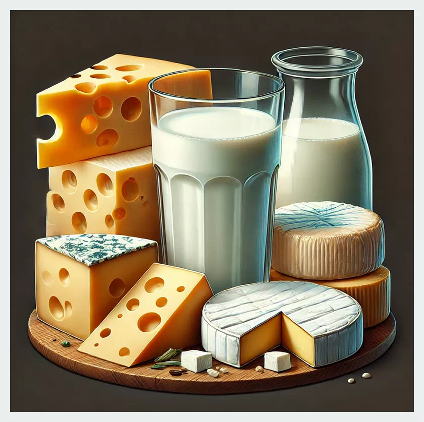 비타민B2: 우유, 치즈