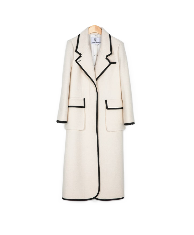 {코트} 첫 번째 남자 70회 :: 함은정(오장미/마서린) / 와이엘황 YL HWANG 아이보리 파이핑 코트