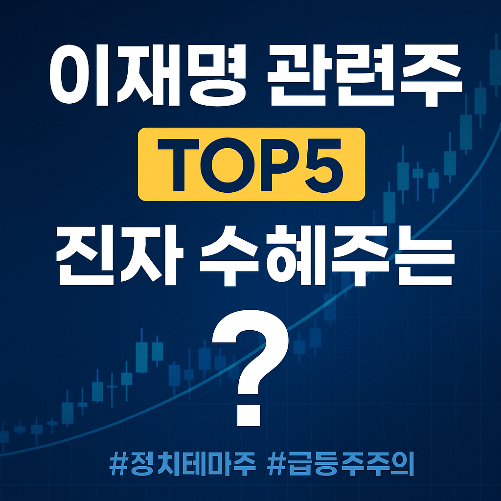 이재명 관련주 TOP5를 소개하는 그래프 배경 썸네일 이미지