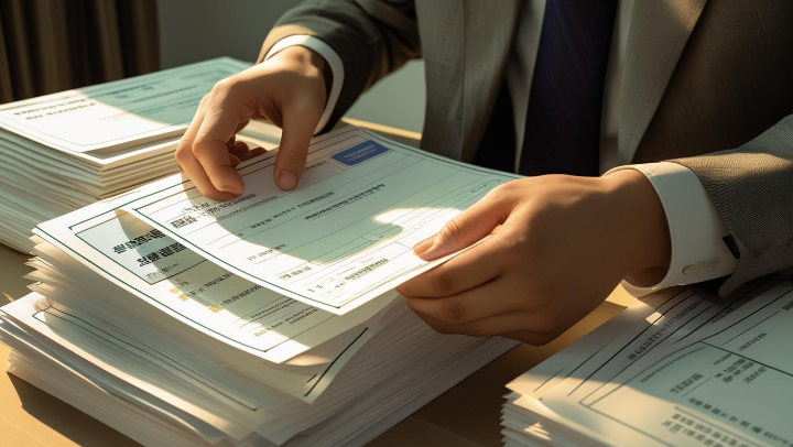 보조금 신청 서류를 확인하는 사람 손