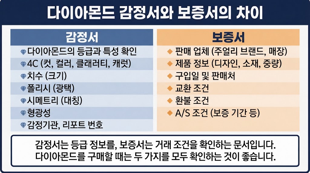 감정서와 보증서에 차이,
