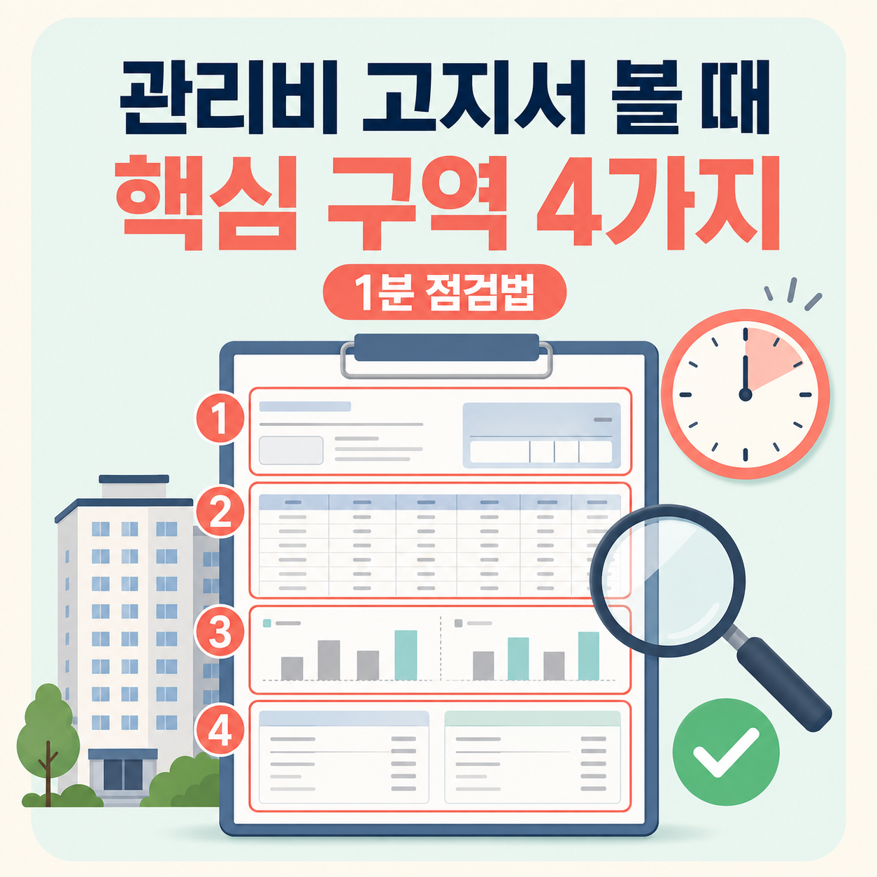 관리비 고지서를 볼 때 반드시 확인해야 할 4가지 핵심 구역 (1분 점검법)