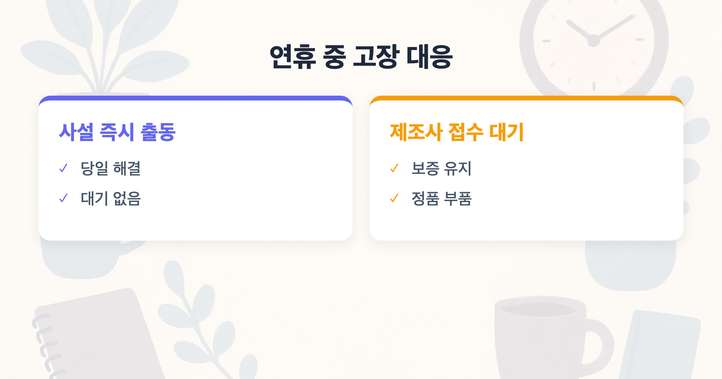 연휴 중 고장 대응 사설 즉시 출동 vs 제조사 접수 대기