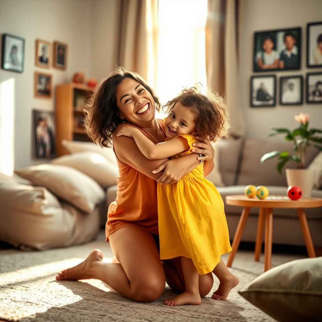 한부모가족을 상징하는 이미지. 엄마가 아이를 두손으로 꽉 껴안은 모습입니다.