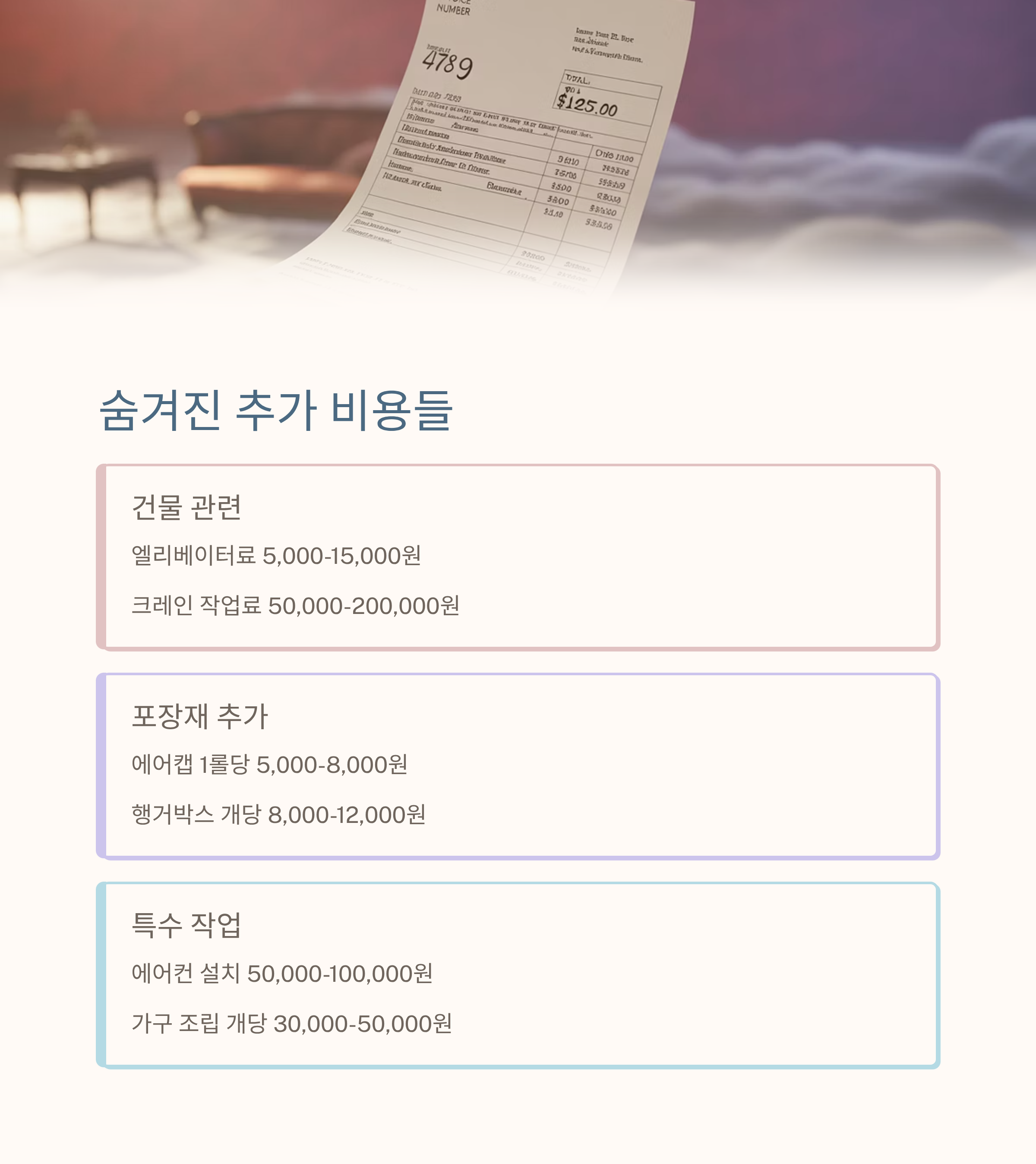 이삿짐센터 숨겨진 추가 이사비용 분석