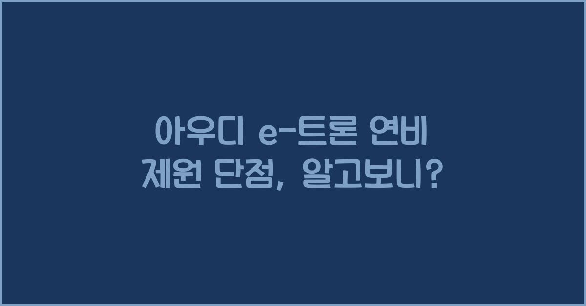 아우디 e-트론 연비 제원 단점