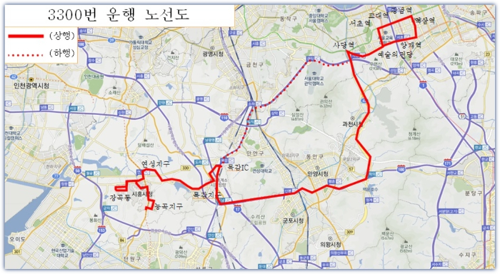 시흥 3300번 버스 노선도