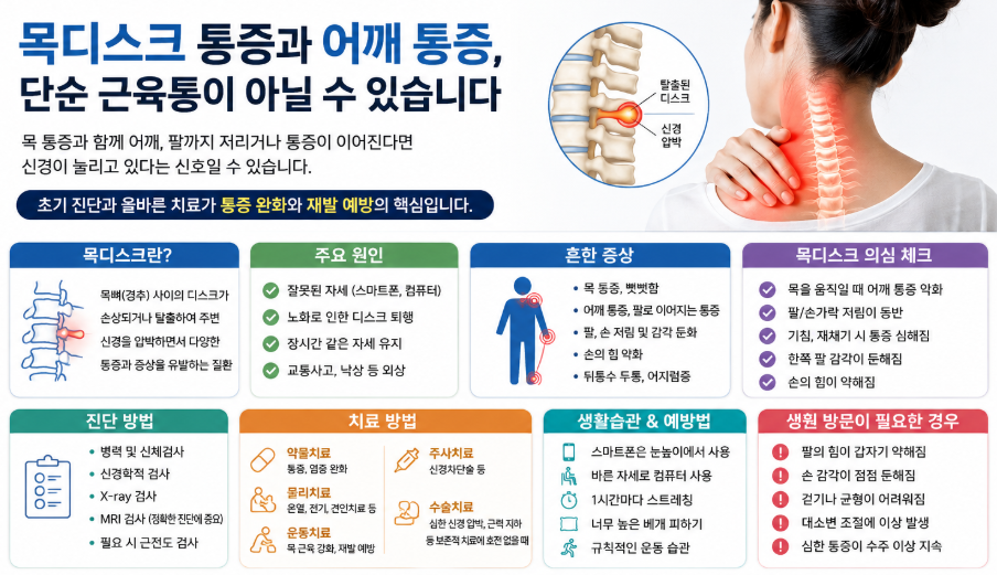 목디스크 통증과 어깨 통증