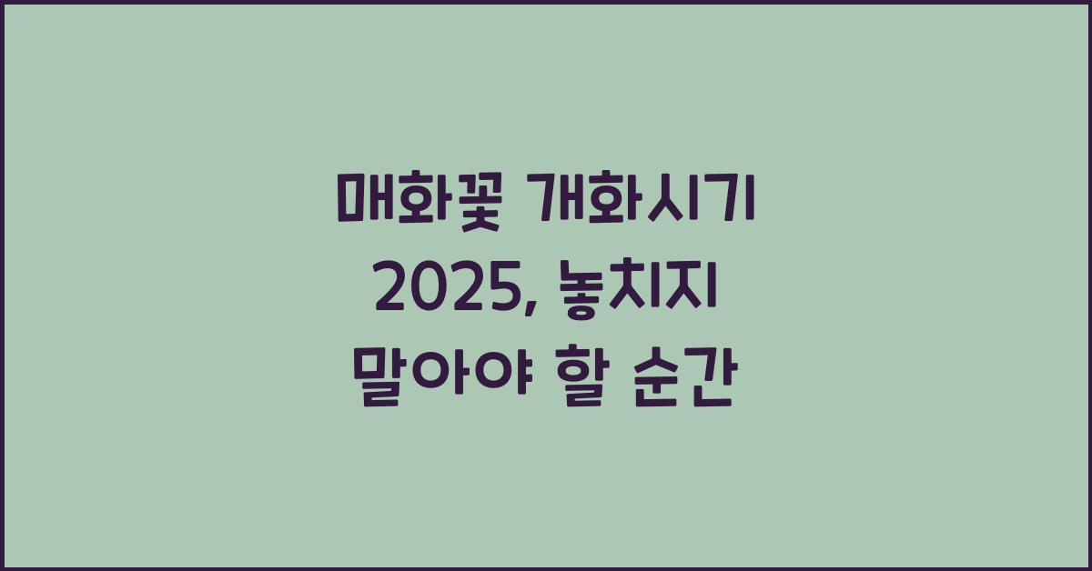 매화꽃 개화시기 2025