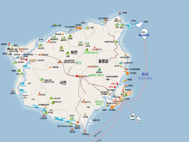 울릉도 관광지도