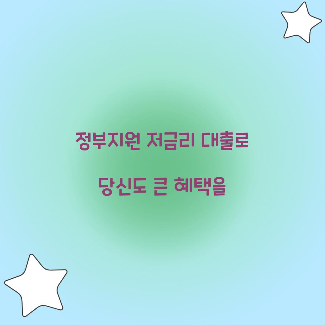 정부지원 저금리 대출