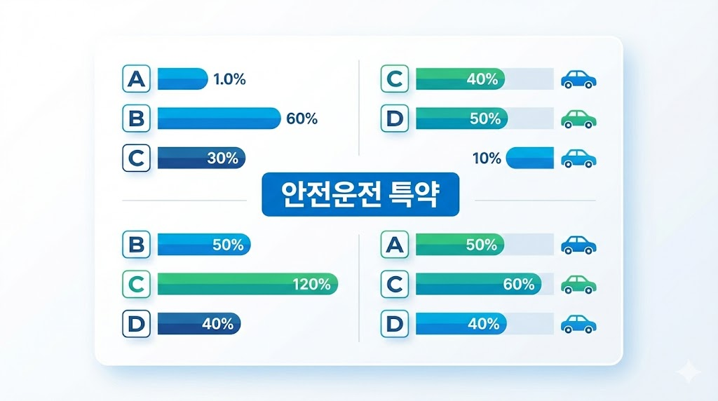 보험사별 안전운전 특약 할인율 비교 차트 이미지