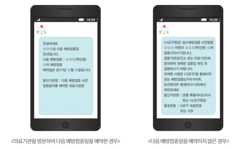 필수예방접종사전알림문자