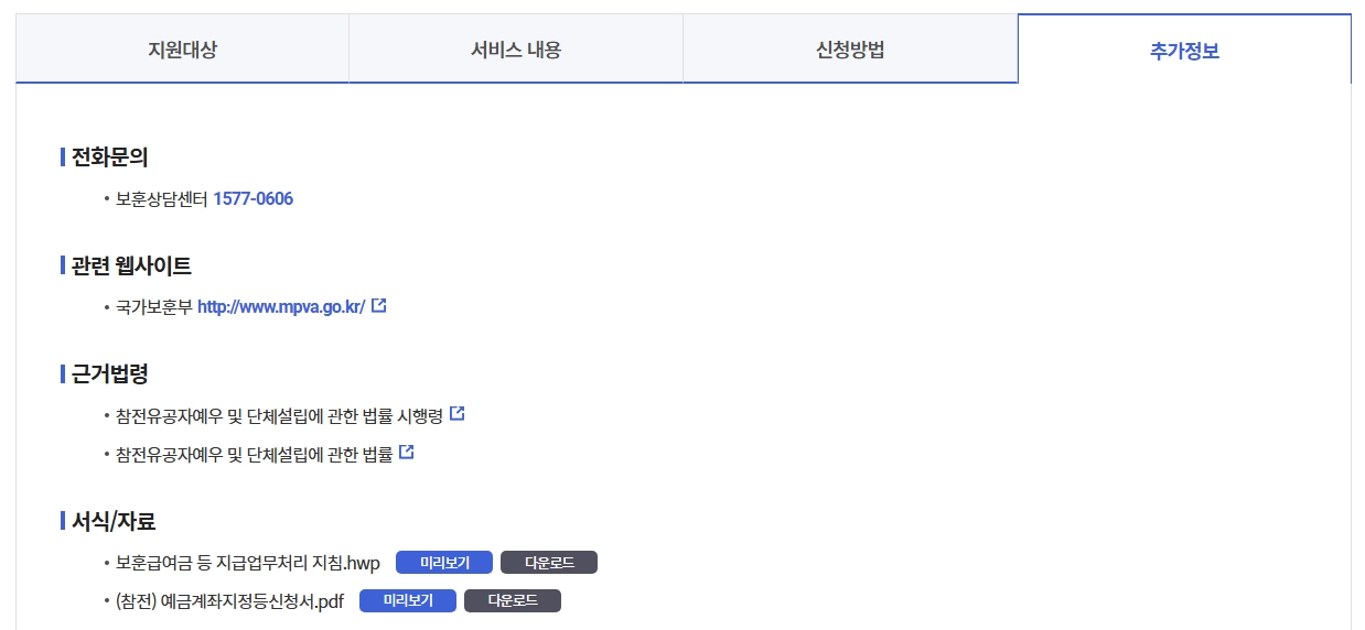 참전명예수당 신청조건