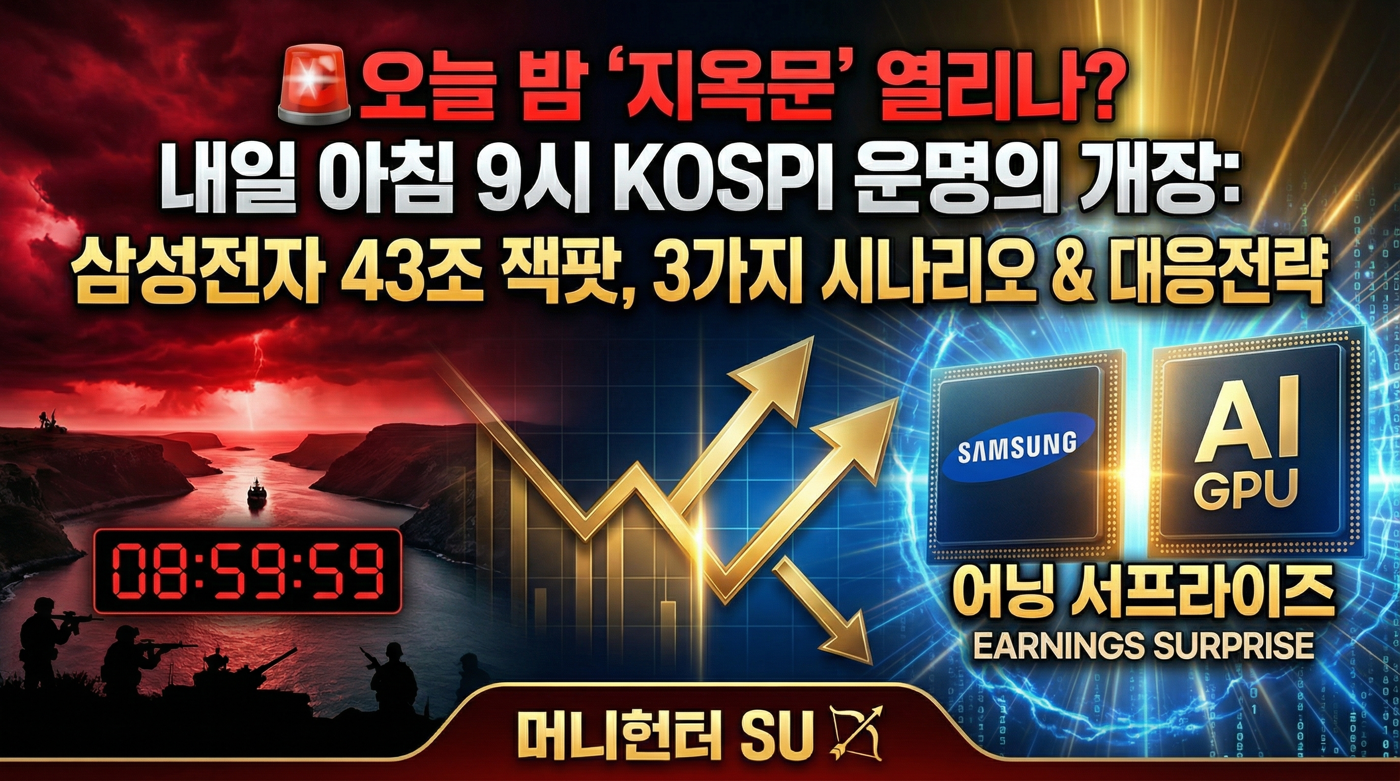 내일 아침 9시 코스피 운명의 개장 3가지 시나리오 & 삼성전자 43조 잭팟 대응법