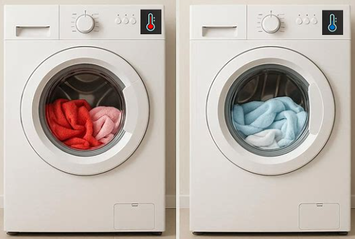세탁기 온도 설정 차이에 따른 전력 소비 비교 이미지
