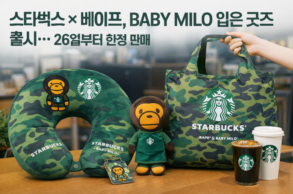 스타벅스&times;베이프 콜라보 26일 출시, 놓치면 후회할 BABY MILO 굿즈