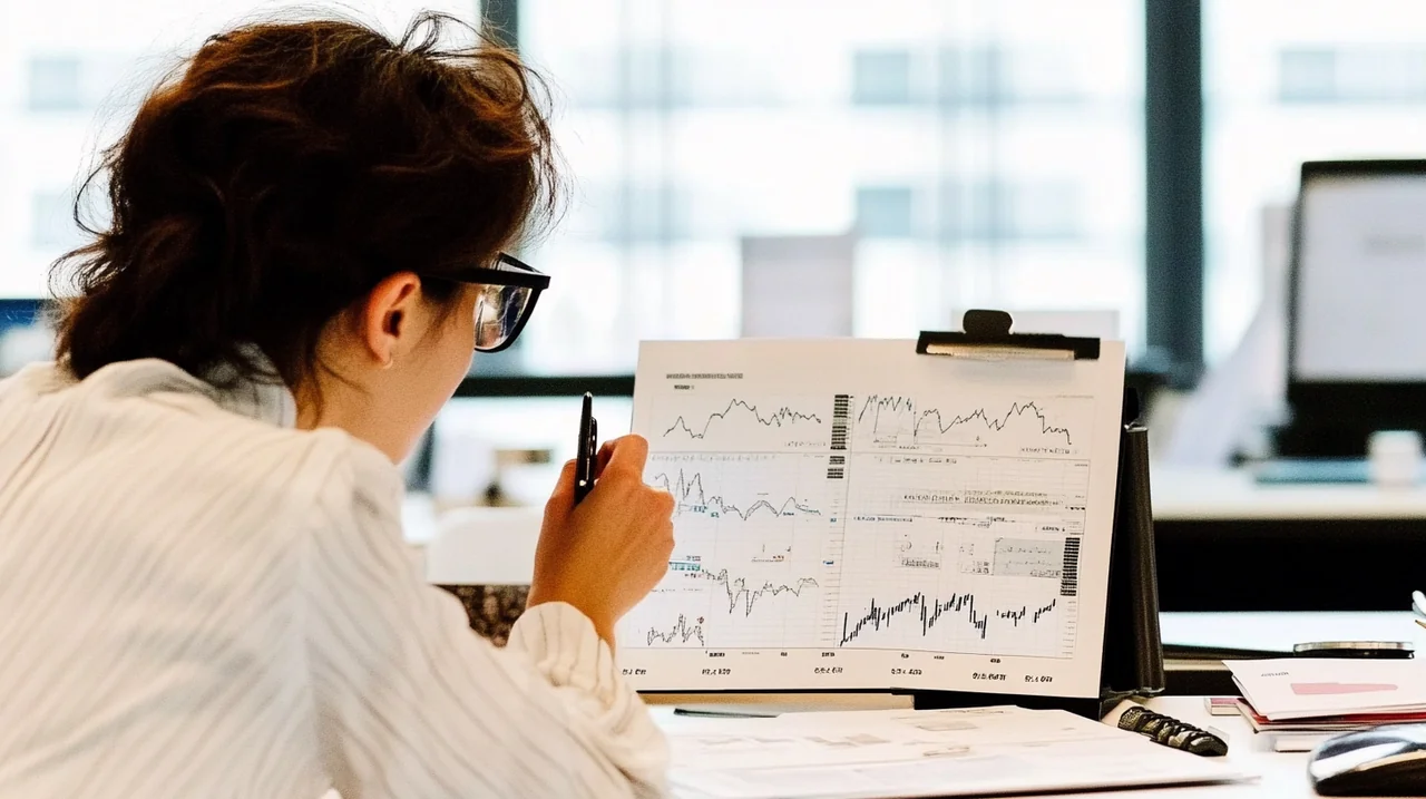 2025년 국내 상장 미국 월배당 ETF의 월별 배당률, 변동성, 수수료를 한눈에 비교하는 테이블을 투자 초보자가 분석하는 모습. 수익률, 월배당, ETF 순위, 투자 비교, 연금 ETF 키워드가 자연스럽게 드러나는 분석 상황.