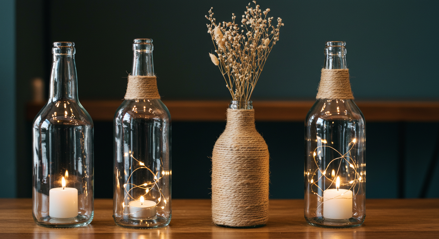 낡은 유리병의 변신: 감성적인 화병 또는 캔들 홀더