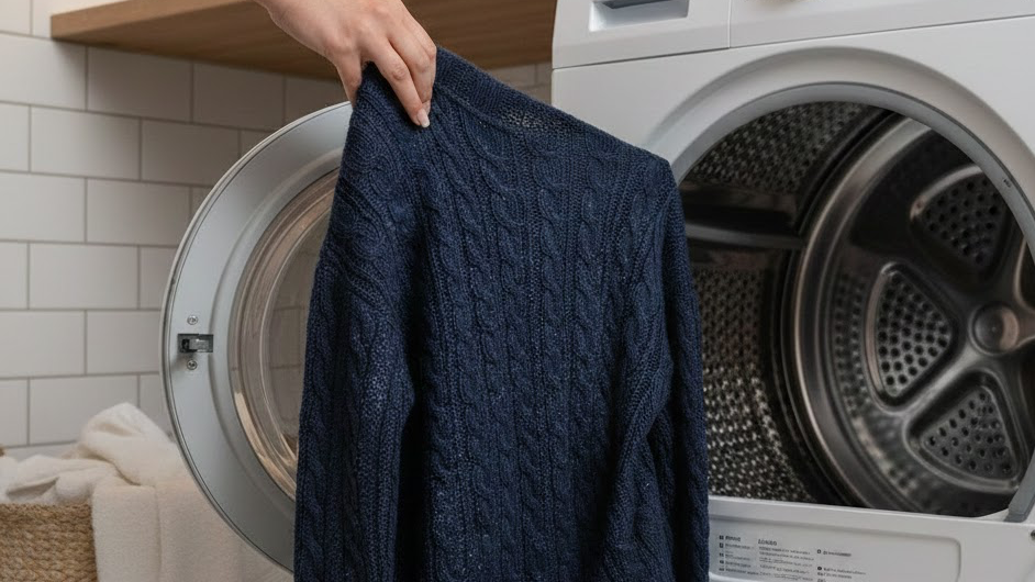 건조기에 젖은 니트 넣는 사진