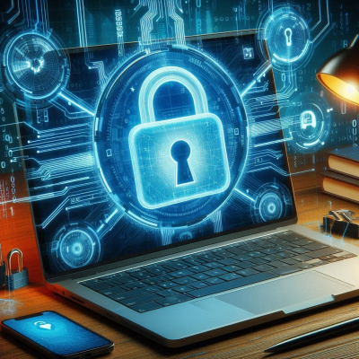 글로벌 네트워크 속의 노트북과 보안 자물쇠