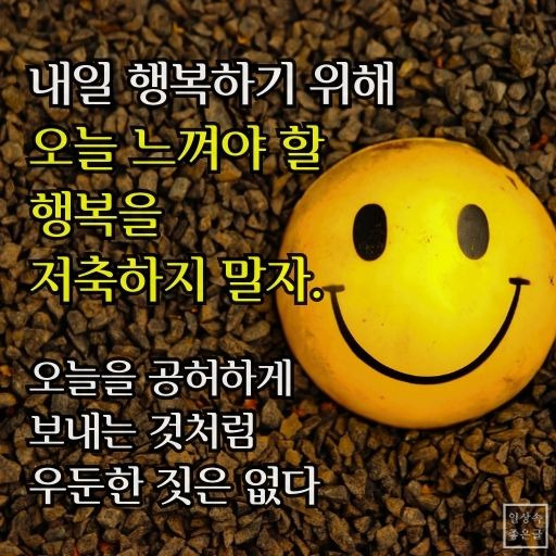 지금 이 순간의 행복을 누리는 미소와 긍정적인 메시지 이미지