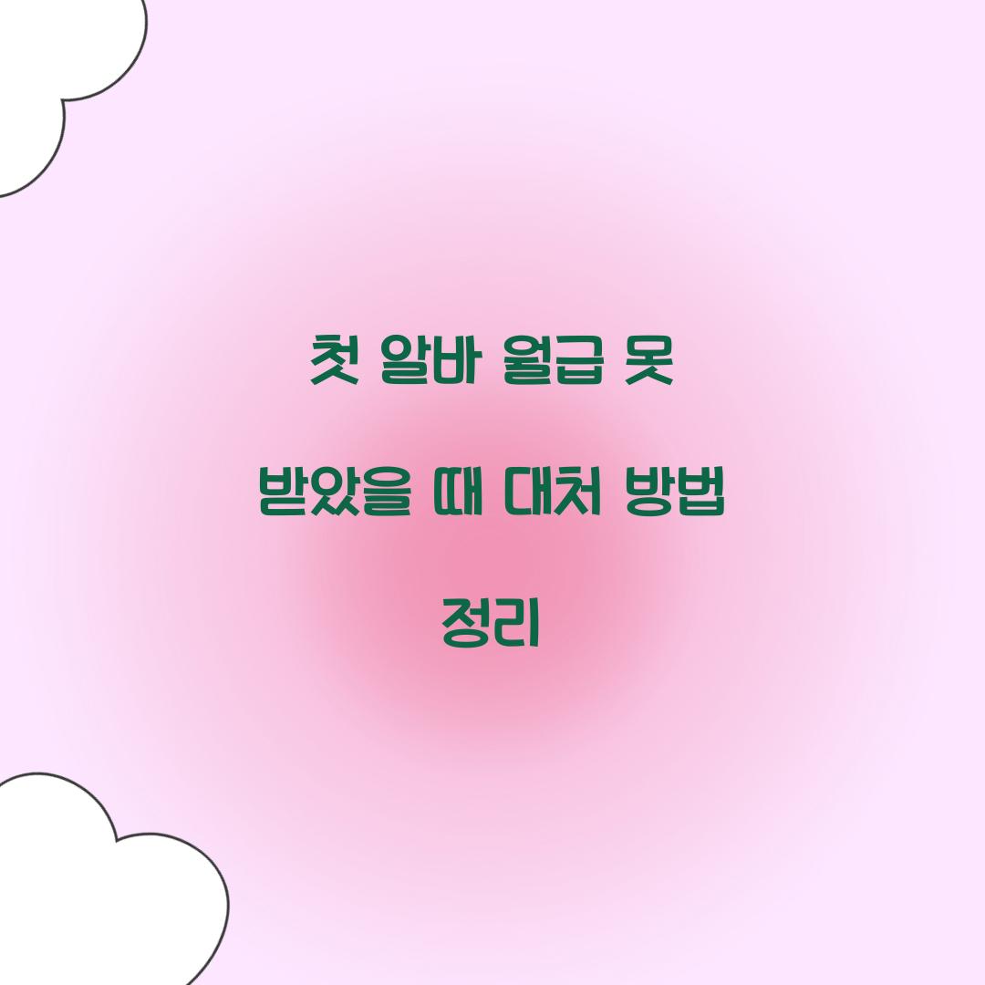 첫 알바 월급 못 받았을 때