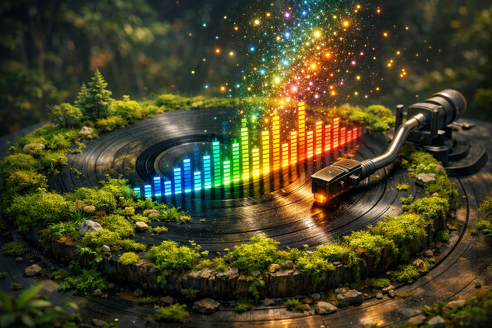 장르의 경계를 파괴하고 새로운 사운드 표준을 제시하는 포스트 장르 트렌드 시각화.