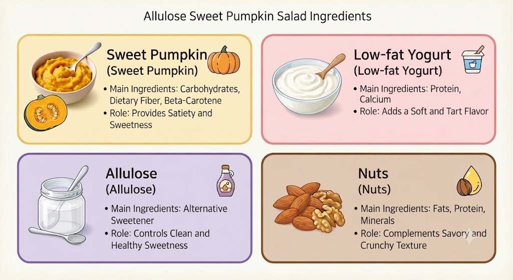 Allulose Sweet Pumpkin Salad Ingredients: A Guide to the Nutritional Value and Role of Sweet Pumpkin, Low-Fat Yogurt, Allulose, and Nuts