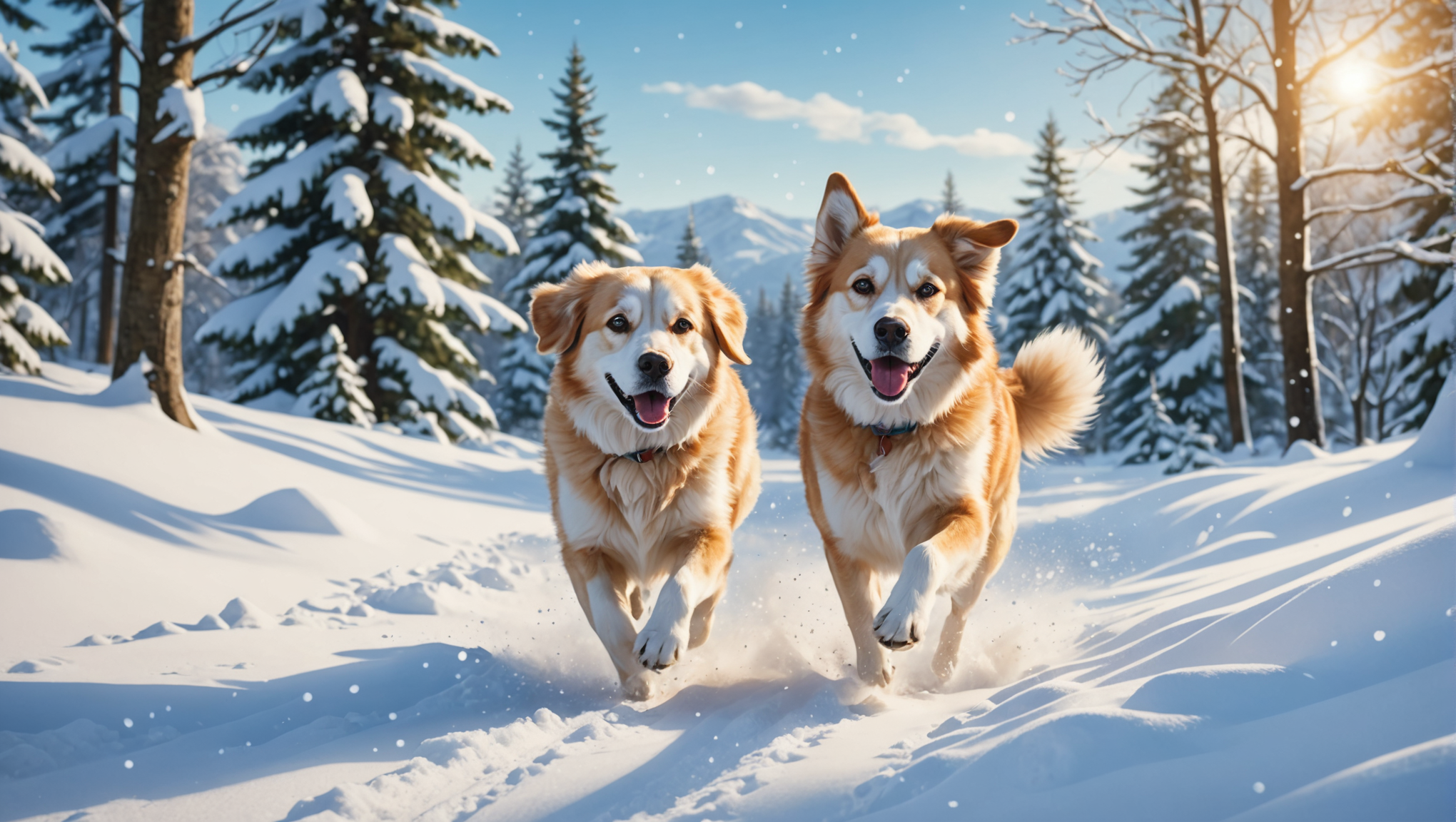 눈 위를 뛰어다니는 개