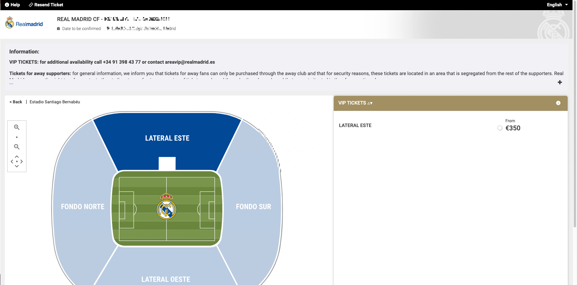 레알마드리드 공식홈페이지 좌석 선택