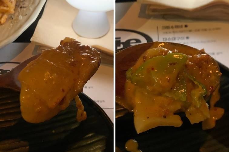 내용물이 실하게 들어간 크림 수제비