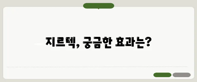 지르텍 효능 감기약보다 낫다고?