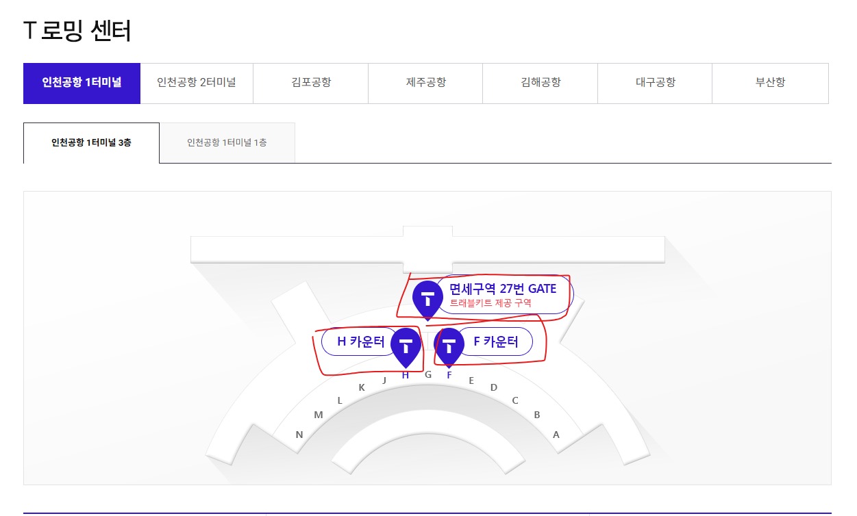 공항의 T로밍센터에서 교체가능하다는 이미지