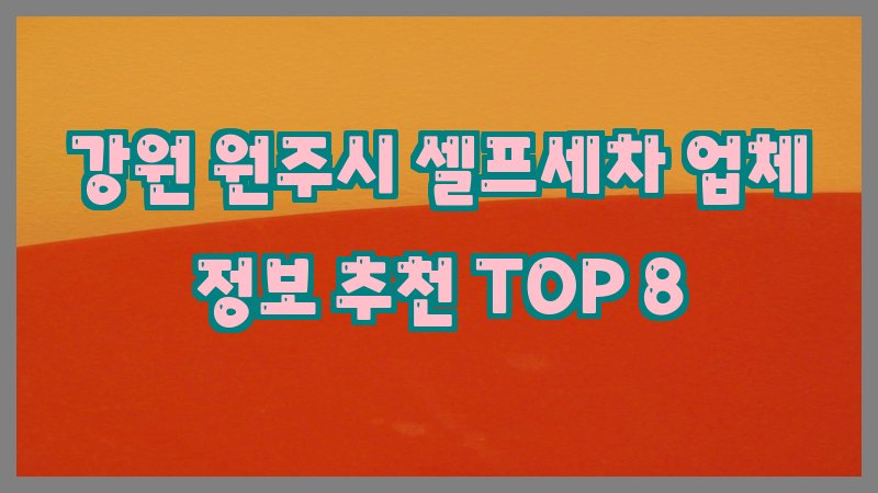 강원 원주시 셀프세차