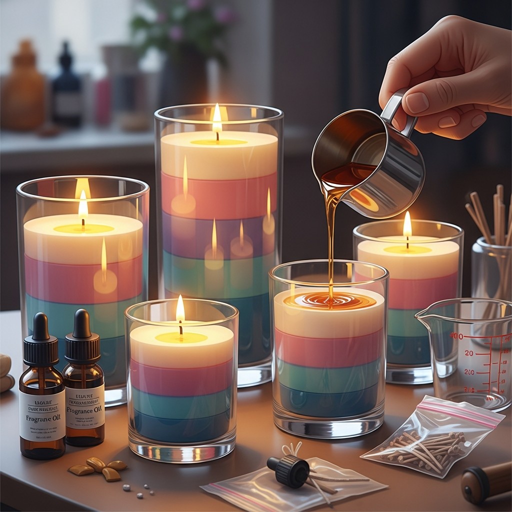 컬러 양초를 붓는 과정