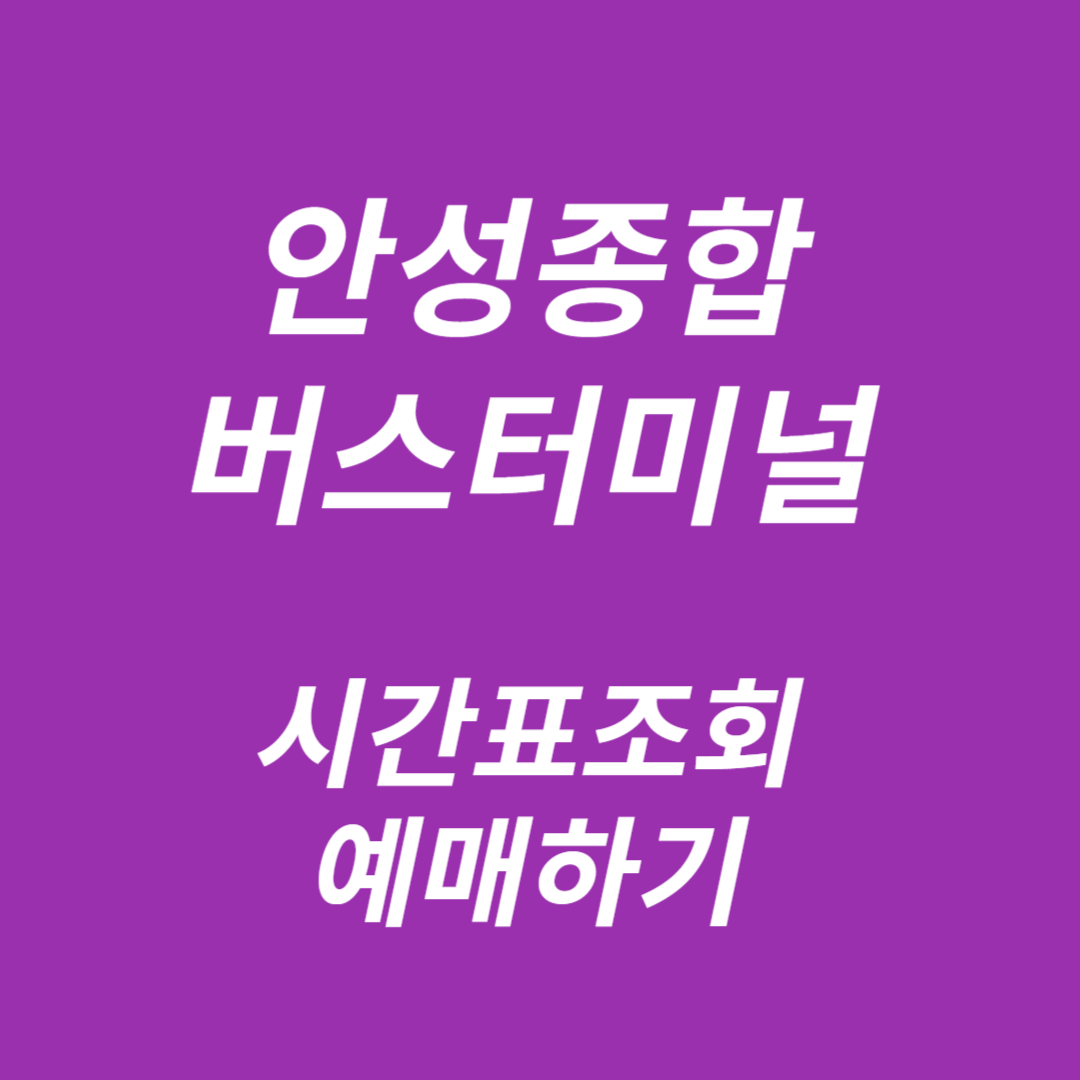 안성종합버스터미널 시간표조회, 예매