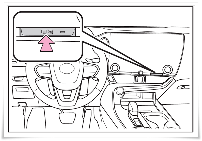 렉서스 NX350h 아웃사이드 미러 히터 및 뒷유리 서리 제거 통합 작동 버튼 위치