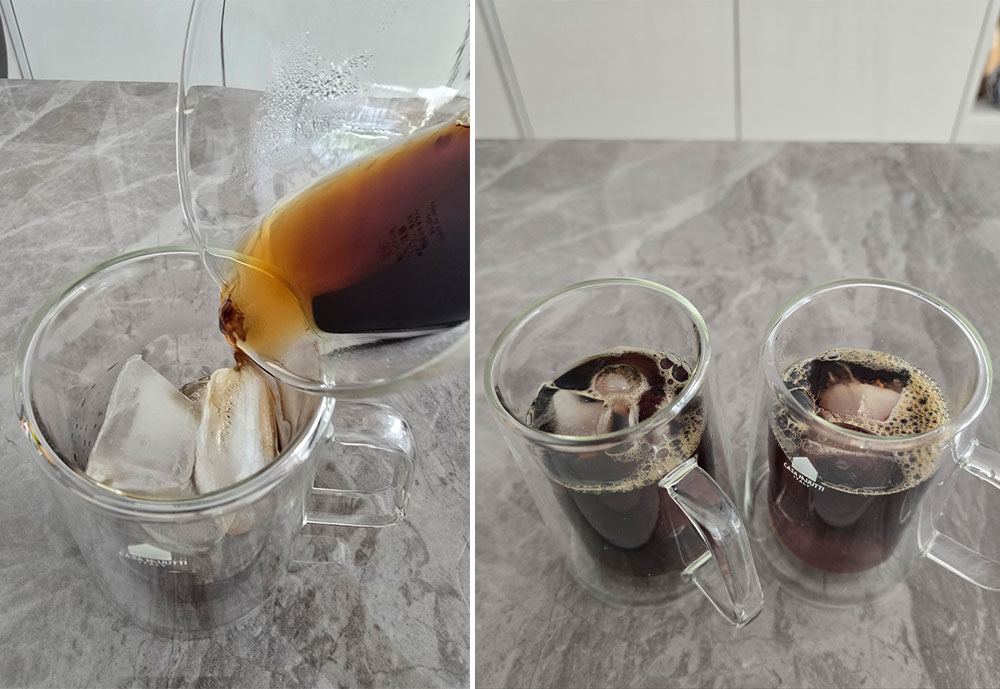 천천히, 얼음 위로 흐른 커피