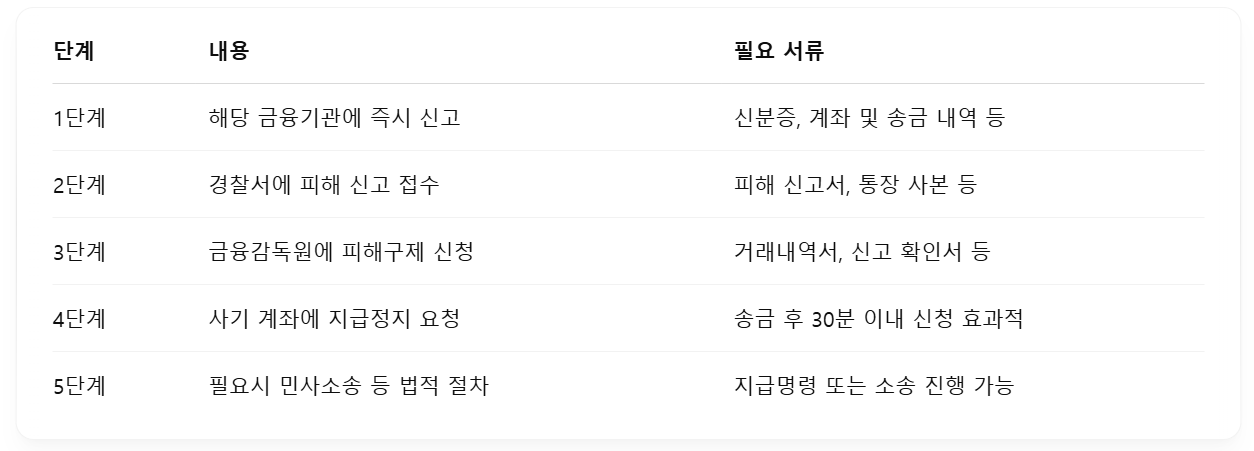 보이스피싱 피해구제 신청방법을 설명한 표