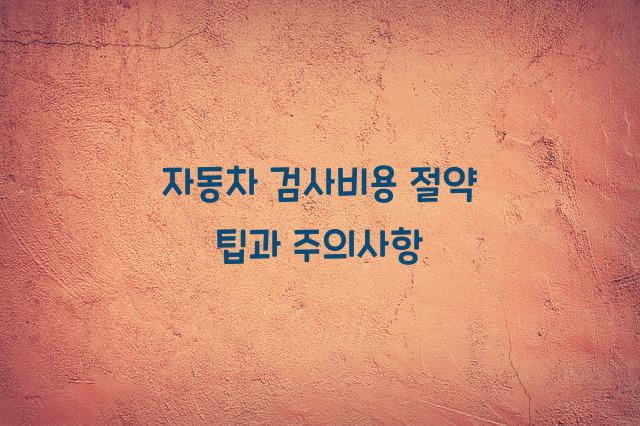 자동차 검사비용
