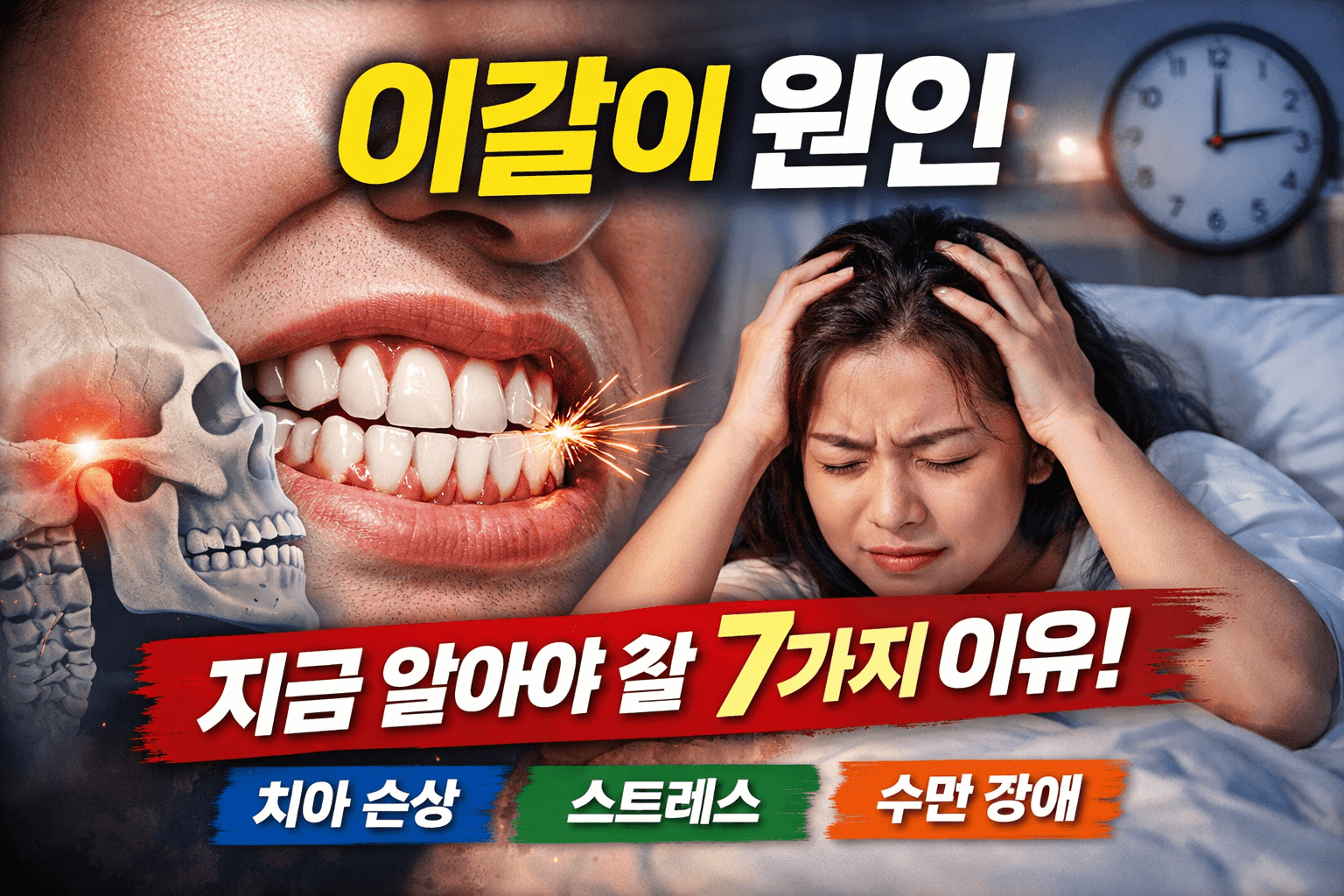 이갈이 원인 7가지와 치아 손상 막는 해결책