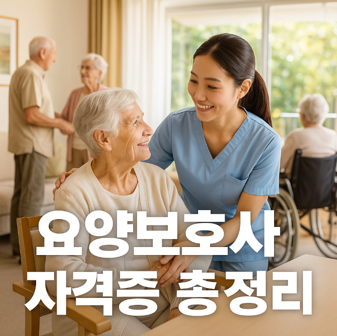 노인요양시설 이미지에 요양보호사 자격증 총정리 텍스트