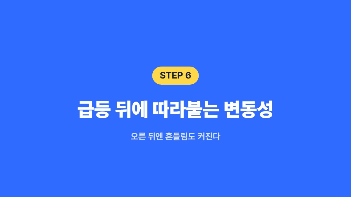 급등 뒤에 따라붙는 변동성 — 오른 뒤엔 흔들림도 커진다