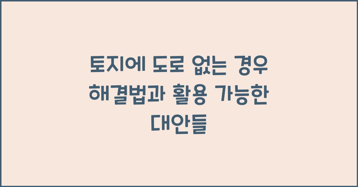 토지에 도로 없는 경우 해결법